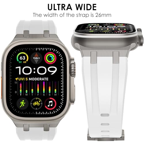 Image of WINGLE AP Luxury Bands for Apple Watch Band Ultra 3 /2 /1 Band Ultra 49mm Series 11 10 46mm 45mm 44mm 42mm SE 3 /2 /1 Series 9 8 7 6 5 4 3 2 1 Men Women, Silicone Rubber Metal Adapter Sport iWatch Bands