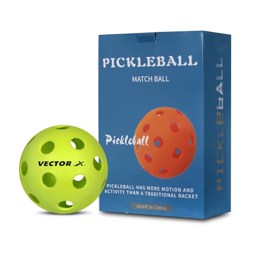 Vector X Pickleball-Softer Feel Recreational & Club Play Pickleball for Tournament and Competition, Perfectly Balanced, High Bounce True Flight, Ideal for All Skill Levels (Pack of 6, 26-Hole)
