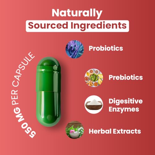 ZeroHarm Digestion Comfort – Probiotic & Prebiotic Blend with Enzymes, Amla & Inulin – Gut, Bloating & Digestive Support – Powered by Real Food Ingredients – 60 Vegan Capsules