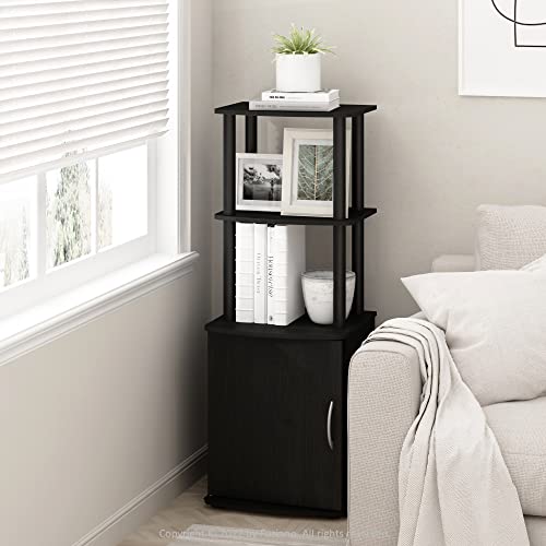 Image of Furinno Turn-N-Tube Tall TV Entertainment Side Table Display Rack with Storage Cabinet, 2-Tier, Blackwood /Black | Storage Shelves, Book Shelf, Bookcase with Door, for Organization, Living Room, Home Office