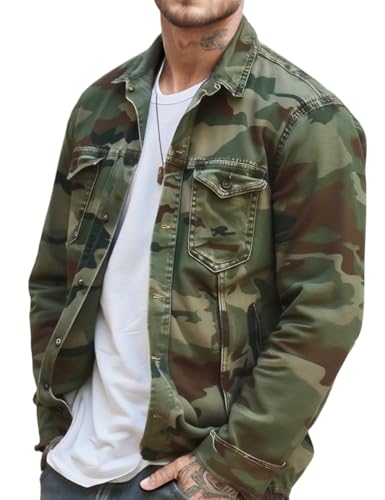 Military Jackets for Men,Retro Lapel Military Style Outerwear,Long Sleeves,Lightweight Casual Coat,All Seasons2