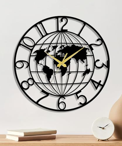 Image of Auromin Luxury Decorative Metal Wall Clock for Bedroom | Designer Big Size Wall Watches for Living Room, Dinning Room, Kitchen, Office | Aesthetic Unique WallClocks for Decoration