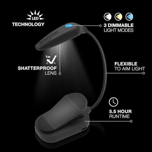 image for Energizer Rechargeable LED Book Light, Clip On Reading Light with Flex