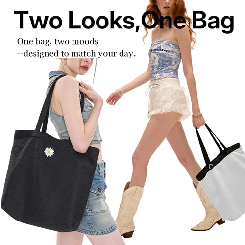 Bolso tote de playa para mujer, bolso suave y veraniego con correa para el hombro, ligero y plegable para la piscina, bolso de vacaciones para los imprescindibles de Miami Beach, fácil de llevar con apertura superior para viajes diarios a resorts miniatura 3