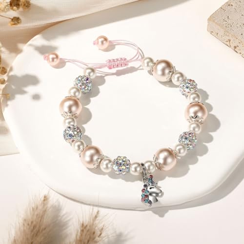 Image of Kvekstio Unicorn Gift Happy Bday Bracelet with Unicorn Charm Gift for 3 4 5 6 7 8 9 10 Years Old Daughter Granddaughter Niece