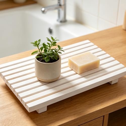 Base elevadora de madera con bandeja integrada estable y antideslizante 8