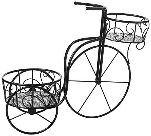 Pure Garden Hw1500188 Tricycle Plant Stand Â– 2-Tiered Indoor Or Outdoor Decorative Vintage-Look Metal Display For Patio, Deck, Home Or Lawn, Matte Black #TOP1