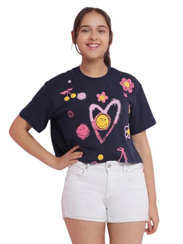 Image of Li'l Tomatoes Girls Crop T-Shirt | 100% Cotton | Graphic Printed Summer Top | Soft & Breathable Casual Wear | 7-16 Years