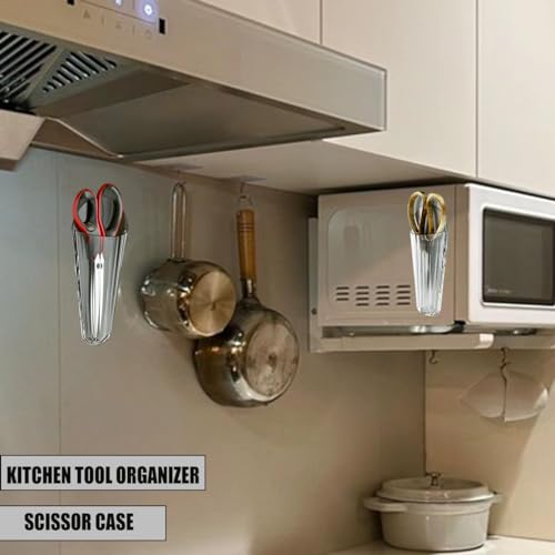 LITAITAI Scissors Box Adhesive,Scissor Holder,Cooking Food Utility Rack,Food Utility Scissors Rack for Kitchen Chopsticks,scissor Holder for Classroom(Clear-2PCS)