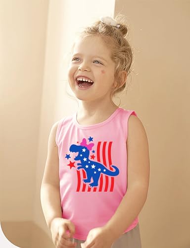 Image of 4th of July Tank Tops Boys Girls American Flag Shirts Kids Patriotic USA T-Shirt Cotton Sleeveless Tees Tops 1-7T