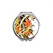 Maple Geometry Flowers Pattern Hand Compact Mirror Round Portable Pocket Glass