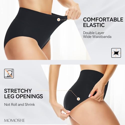 Momoshe Momoshe Unterwäsche Frauen Damen-Unterhosen Seamless Slips Damen Panty Hipster Sportunterwäsche Kaiserschlüpfer Periodenunterschwäsche Schwarz 5er Pack L - Detailansicht 2 | TV | Video | Foto