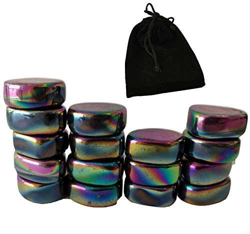 16Pcs / Set Magnets Rainbow Magnetic Stones, Hematite Polished Irregular Magnet, Refrigerator Office Magnets，Magnetic Toys For Kids With Bag #TOP16