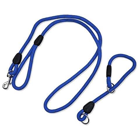 KUVIAS Dog 45cm Collar and 1.5 Metre Leash - Strong & Durable Puppy Collar Lead Leash, Comfortable Nylon Made Rope w/ Adjustable No Choke Slip Ring - For Small Medium Dogs Outdoor Walking (Blue) Cover