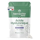 ACIDE HYALURONIQUE 250 mg | Hydratation de la Peau et du Visage en Profondeur | Action Anti âge et Anti rides | Avec Vitamine C | 60 Gélules | 1 Mois de Cure | Fabriqué en France | Terravita Prime