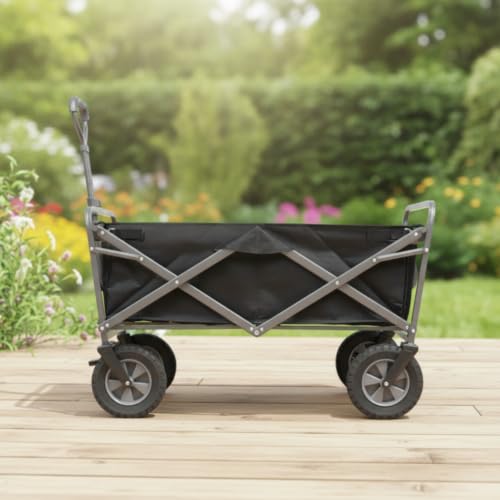 Carrito de mano plegable con ruedas cuádruples estables y bolsa ahorra espacio 6