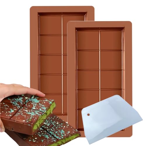 HOJKOUD Molde Chocolate, Molde Turron, 2 Piezas Moldes de Silicona para Chocolate con 1 Raspador. (2 Piezas)
