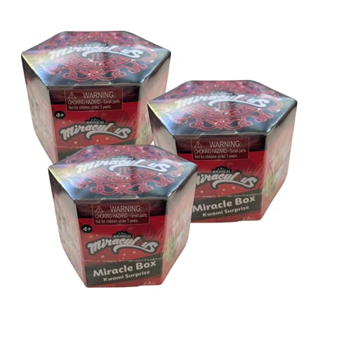 Zag Heroez Miraculous Miraculous 50500 Kwami Surprise Miracle Box Zag Heroez Blind Box - One of 6 - Wayzz, Tikki, Trixx, Plagg, Pollen, or Nooroo (3 Pack)