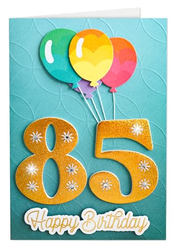 Joli Coon 85th Birthday Card, with seal sticker, handmade, 3D, 6.7 x 4.5 in