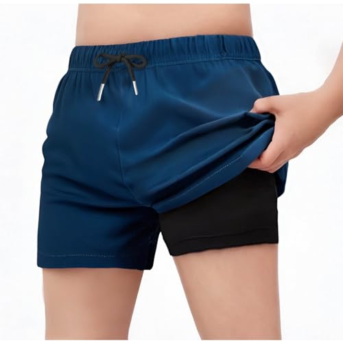 Girls Swim Trunks with Compression Liner Lightweight Solid Quick Dry Bathing Suit Beach Swimming Shorts with Pockets2