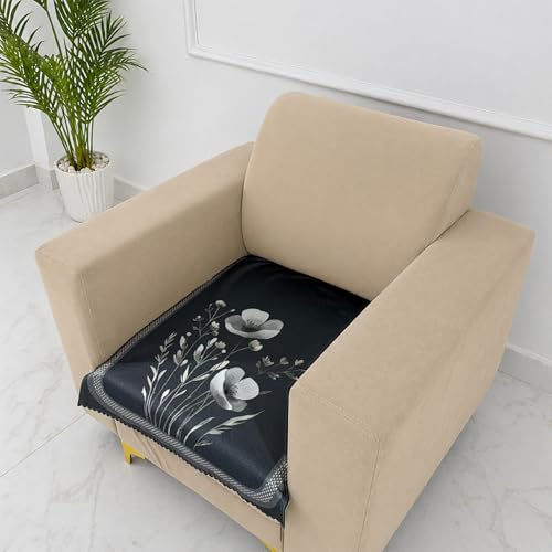 Image of Homerz Premium Waterproof Jasmine Joe Sofa Seat Cover - Floral Printed Sofa Protector | Non-Slip, Washable & Durable Sofa Protector (Grey, 1 Seater)