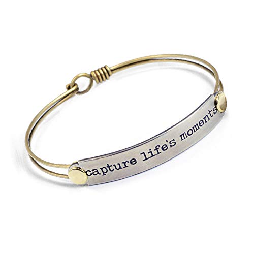 Capture Life's Moments Inspirational Message Bar Bangle Bracelet