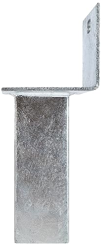 Alberts 685690 Pfostenträger für Zaunpfosten auf L-Randsteinen | zum Aufschrauben | feuerverzinkt | Platte 94 x 100 mm | für Pfosten 60 x 40 mm