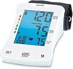 Moniteur de pression artérielle, bras supérieur automatique, manche large 22–42 cm 2 Mémoire utilisateur, 120 Lectures, grandes LCD Affichage, indicateur de risque d'hypertension, sac de transport portatif