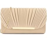 TINDTOP Clutch Purses for Women Evening Handbags for Formal Wedding Party Cocktail Prom Crossbody Shoulder Envelope Bag (Nude)