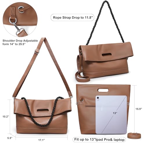 Image of Large Convertible Hobo Purse Tote Bags for Women Shoulder Handbag | 3 in 1 Crossbody Everyday Bag, Adjustable Strap, Soft Vegan Leather,College, Work , Shopping, Travel