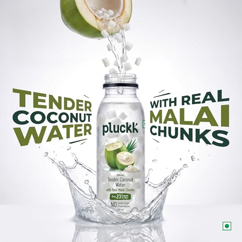 Image of Pluckk Tender Coconut Water with Real Malai Chunks - Pack of 18 (200mL Each) | Rich in Electrolytes, Vitamins & Minerals | No Added Sugar | No Concentrates | 100% Pure and Natural - 1200mL
