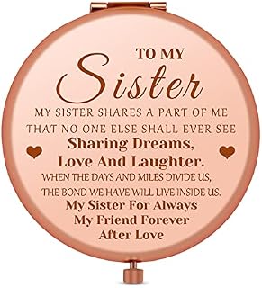 Best Friend Sister Gift from Sister Compact Mirror Folding Mini Pocket Mirror for Sister Friends, Sister Birthday Christmas Graduation Gift for Soul Sister Friend Bestie Friendship Gift