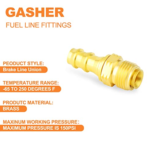 Gasher 2Pcs Brass Swivel Push On Hose Fittings 3/8" Barb X 5/8"-18 Threads（Inverted Flare） With Rubber Ring Union For Fuel/Air/Lquid/Gas #TOP2