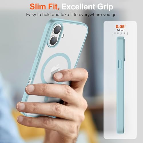 Image of DIZORO Premium Magnetic Case for iPhone 17 6.3-Inch Compatible with MagSafe, Shockproof Phone Bumper Cover, Solid Color Matte TPU Frame, Anti-Scratch Clear Pine Green