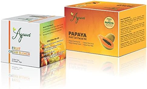 Aysun Fruit Cream Bleach (30gm)& Papaya Anti Tan Facial Kit Combo Pack of 2