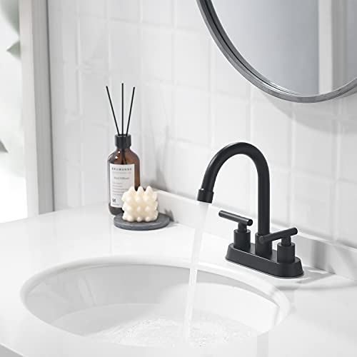 Yardmonet Black Bathroom Faucets, 2 Handle Bathroom Sink Faucet, 4-Inch Centerset Bathroom Sink Faucet With Pop Up Drain And Water Supply Lines Bathroom Faucet Black #TOP5