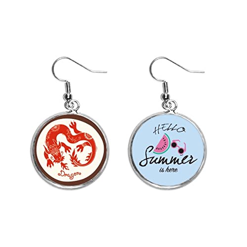 Pendientes de sandía del Zodiaco Chino Año del Dragón