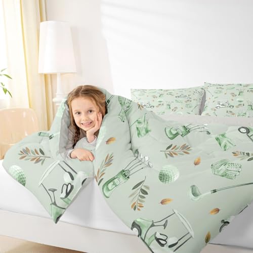 Image of Feelyou Green Golf Comforter Set Queen Size 3 Pcs Kids Boys Girls