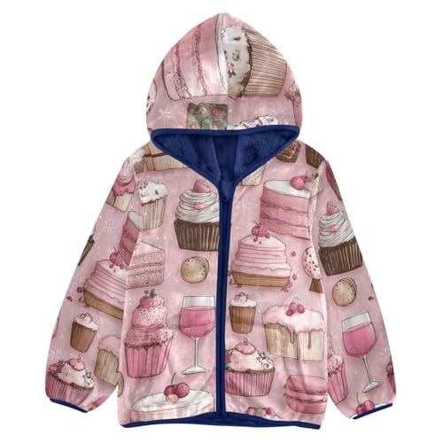 Delicious Cupcakes and Cakes Toddler Fleece Jacket Girl Boys Hooded Fleece Jacket Coat Warm Outwear Zip-up 3-10T