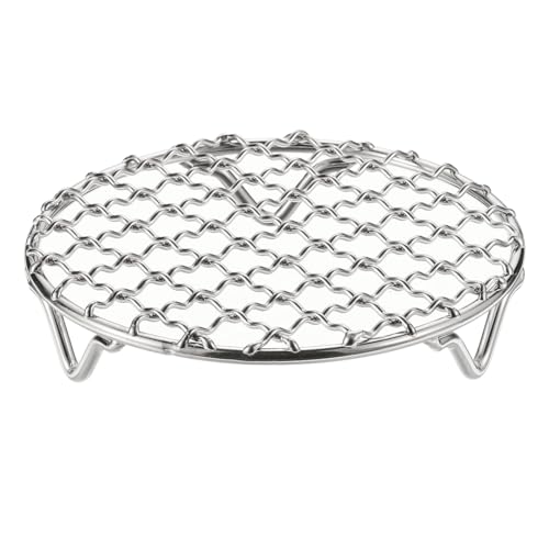 HARFINGTON Round Cooking Rack 4.7-inch 201 Stainless Steel Cross Wire Barbecue Grill Net with 20mm Legs for Cooking Baking Steaming BBQ