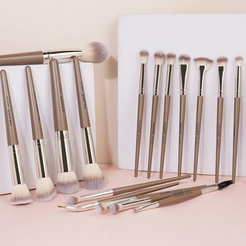 Make Up Brushes, MAANGE 18 Pcs Premium Synthetic Makeup Brushes Set Soft Foundation Powder Eyeliner Eye Shadow Makeup Brushes Professional (Champagne)