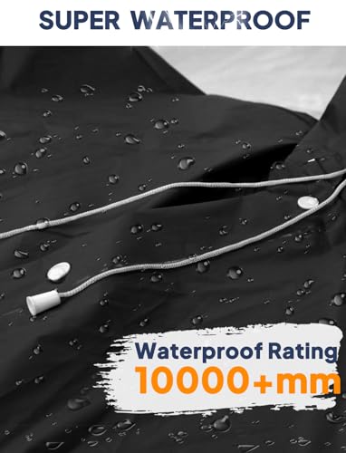 ANYOO 2-Pack Rain Ponchos for Adults Reusable Raincoats with Hooded and Drawstring Emergency for Men Women4