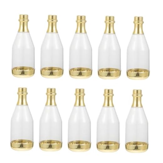 Gadpiparty 10 Pack Champagne Bottle Container Candy Bottle Mini DIY Champagne Bottle Shaped Candy Jars Acrylic Candy Boxes for Baby Shower Wedding Birthday Party Favors Clear Gold