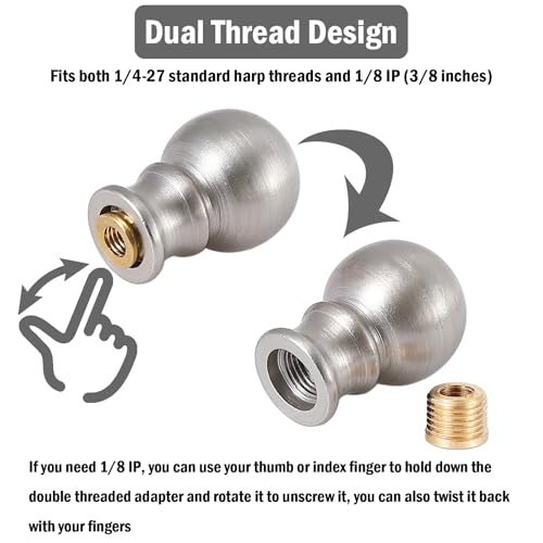 Image of 2 Packs Brushed Nickel Lamp Finials, Solid Finials for Lamp Shades, Lamp Toppers Screw On, Silver Lamp Finials Decorative for Table Lamp