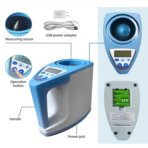Misuratore di umidità digitale per cereali, tester portatile per peso, volume e temperatura, strumento essenziale per agricoltori, robot da cucina e professionisti dell'agricoltura