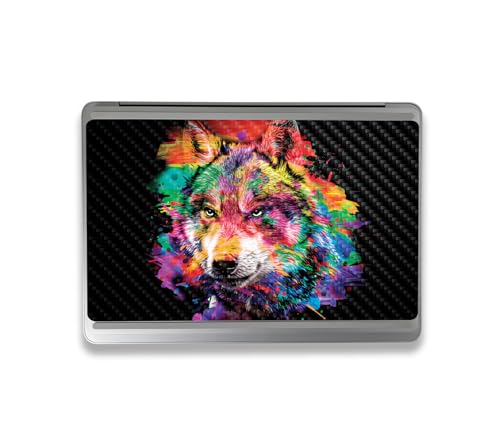 Image of MightySkins Carbon Fiber Skin Compatible With Microsoft Surface Laptop Studio 2 (2023) Full Wrap Kit - Rainbow Wolf | Protective, Durable Textured Carbon Fiber Finish | Easy To Apply | Made in the USA