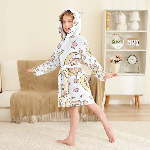 GuoChe Bathrobe Kids Girls Halloween Moonlit Owls Girls Robe With Hood3