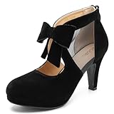 LIURUIJIA Women's Platform High Heels Bow Pumps Cutout Mesh Panel Wedding Work Party Dress Shoes Black Velvet 12