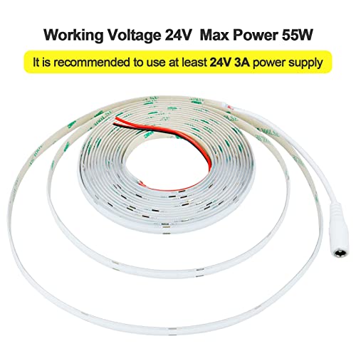 Kxzm 24V Cob Led Strip Light Blue 5M/16.4Ft 2400Leds Uniform Glow Flexible Not Waterproof Ip20 Led Tape Lights For Diy Cabinet Bedroom Kitchen Home Decor Light #TOP3