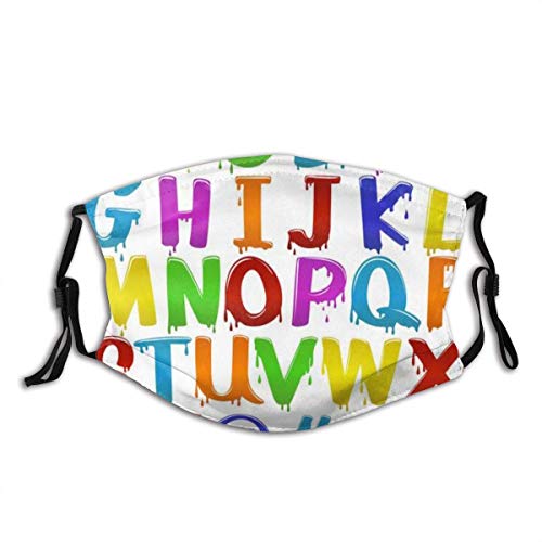 Preisvergleich Produktbild Gesichtsschutz wiederverwendbar waschbar Regenbogen farbige große Buchstaben des Alphabets auf einem weißen Hintergrund